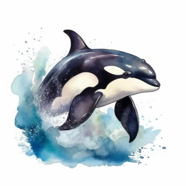 Watercolor killer whale clipart,