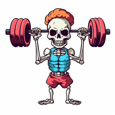 Funny skull guy body gym Sublimation Clipart, isolated on white background