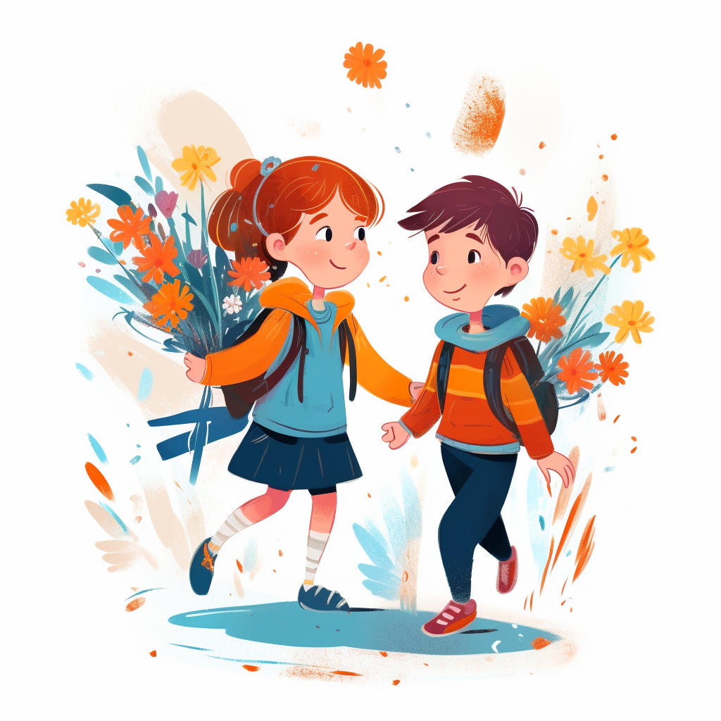 children going to school clipart