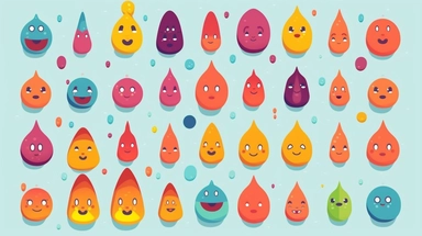 Droplets vector clipart vector Droplets cute collection, in the style of #screenshotsaturday, flat areas of color, flat color blocks, 1970–present, rough-edged 2d animation, lightbox, colorful animation stills