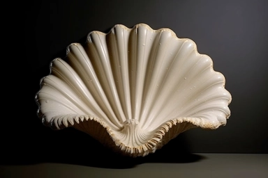 shell bed with pearl decoration, on a black background, like clipart style, mysterious, luxurious, 4k , octane render, unreal engine,