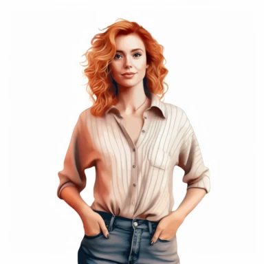 upper bodyshot, high qulaity clipart, clipart, woman, early 20, white background, casual