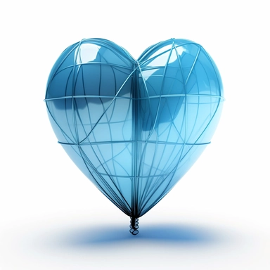 one heart light blue shape ballon some lines clipart