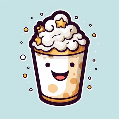isolated flat clipart on a white background of a cute Christmas themed happy cartoon face milk shake tshirt design graphic, in the style of daniel f. gerhartz, transcendent, nikon d850, art of burma, captures the essence of nature, in the style of organic forms and patterns, expansive skies, hyper-detailed illustrations, i can't believe how beautiful this is, lively colors