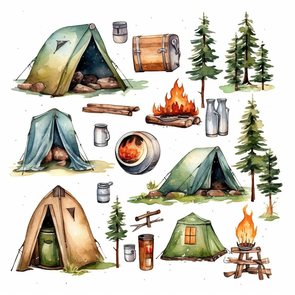 camping tree cliparts