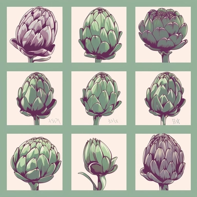 Picasso style artichoke, clipart set, white background, 8K, I can't believe how beautiful this is,