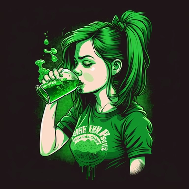 cute saint patrick day clipart of a woman drinking a green beer for a tshirt