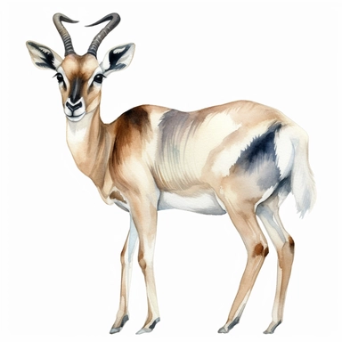Antelope, watercolor clipart, white background