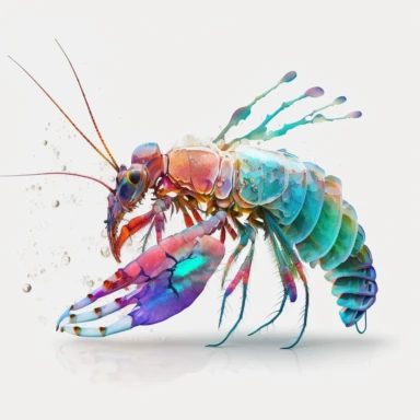 mantis shrimp running Watercolor Clipart, drip effect, clean white background, 16K Colors, clean white background