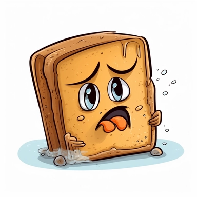 Clip art of bread crying and asking not to eat