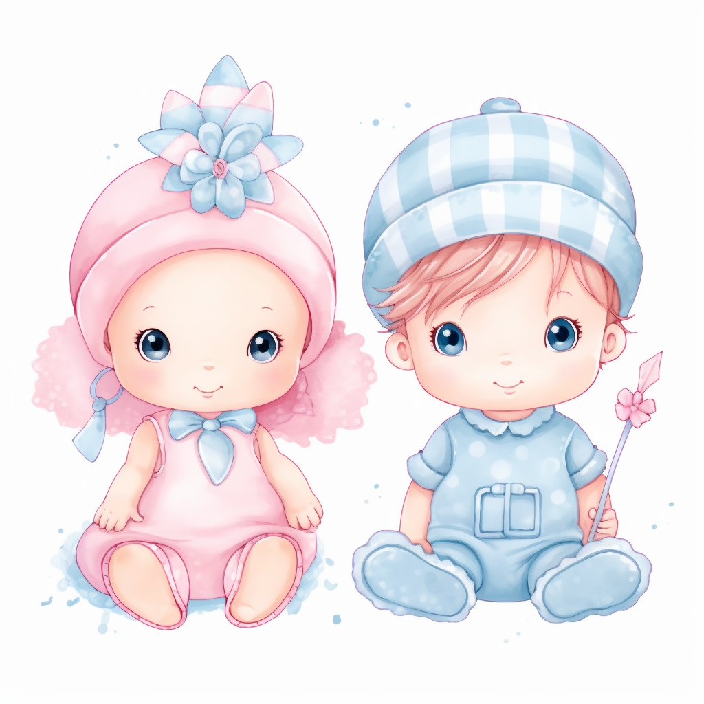 clip art baby girl or boy pink and blue