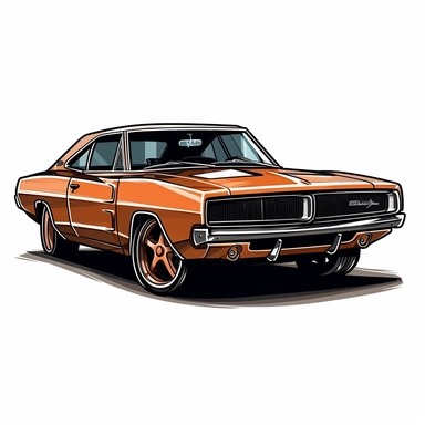 Style clipart, on a white background, vector, vector illustration, classic Copper Dodge Charger car, svg