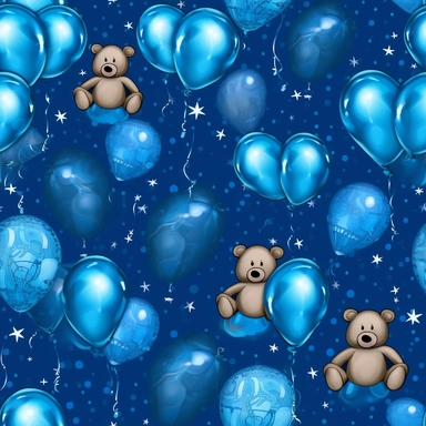 birthday balloons teddy bears good balloon shape blue royal blue shiny silver high detail deep blue background clipart seamless tile
