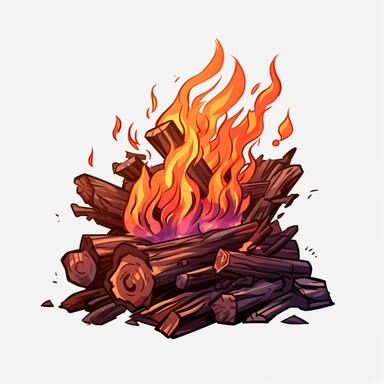 wood burning fire fire on transparent background free clipart, in the style of digital painting and drawing, 2d game art, scoutcore, anime-influenced, cabincore, high resolution, light sky-blue and dark maroon