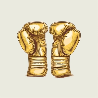 clip art, 2d, line art, gold boxing gloves, islolated, vector, plain background