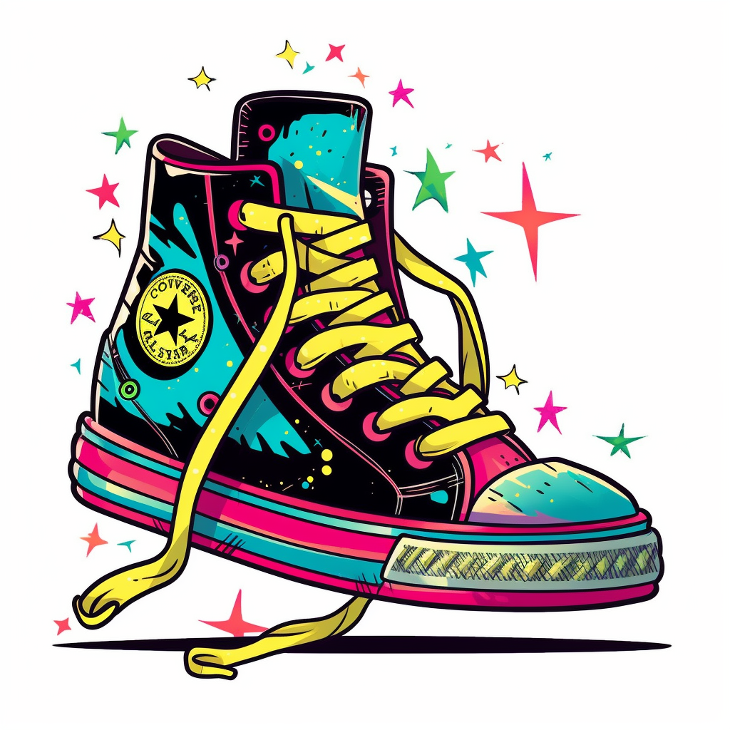 80's Clipart High Top Converse - Clip Art Library