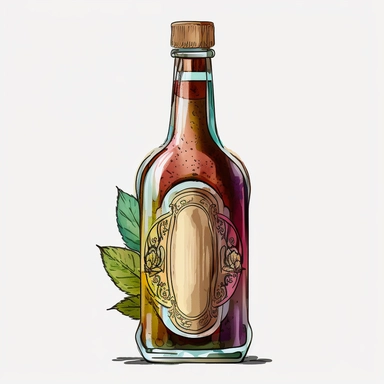 Cute Beautiful alcohol bottle Watercolor Clipart,Cartoon,hyper realistic, intricate detail, illustration style,high solution,on the white background