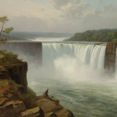 by Worthington Whittredge , Niagara Falls landscape , 8K quality, ultra detailed clipart, without signature and without meaningless lines, clipart, white background, High Quality clipart, no writting background, no writting