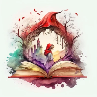 Little Red Riding Hood, magic book, watercolor, clipart