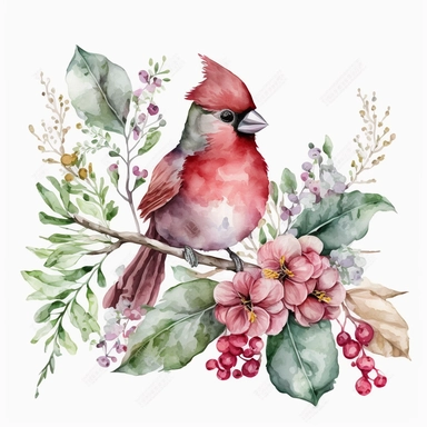 watercolor baby cardinal clipart cute