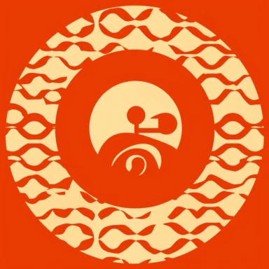 background clipart icon illustration of Fuku (福) - The Japanese character for luck or fortune, often depicted in a stylized form and used as a lucky charm.