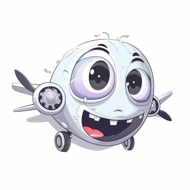 fantasy happy cute airplane mamal face, cartoon, clipart, mascot, isolated on white background