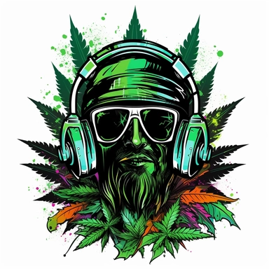 cannabis dark synth punk wave clipart