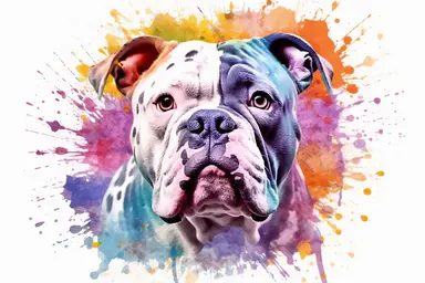 Watercolor, American Bulldog Mammal, clipart, hd, on a white background, spaced out