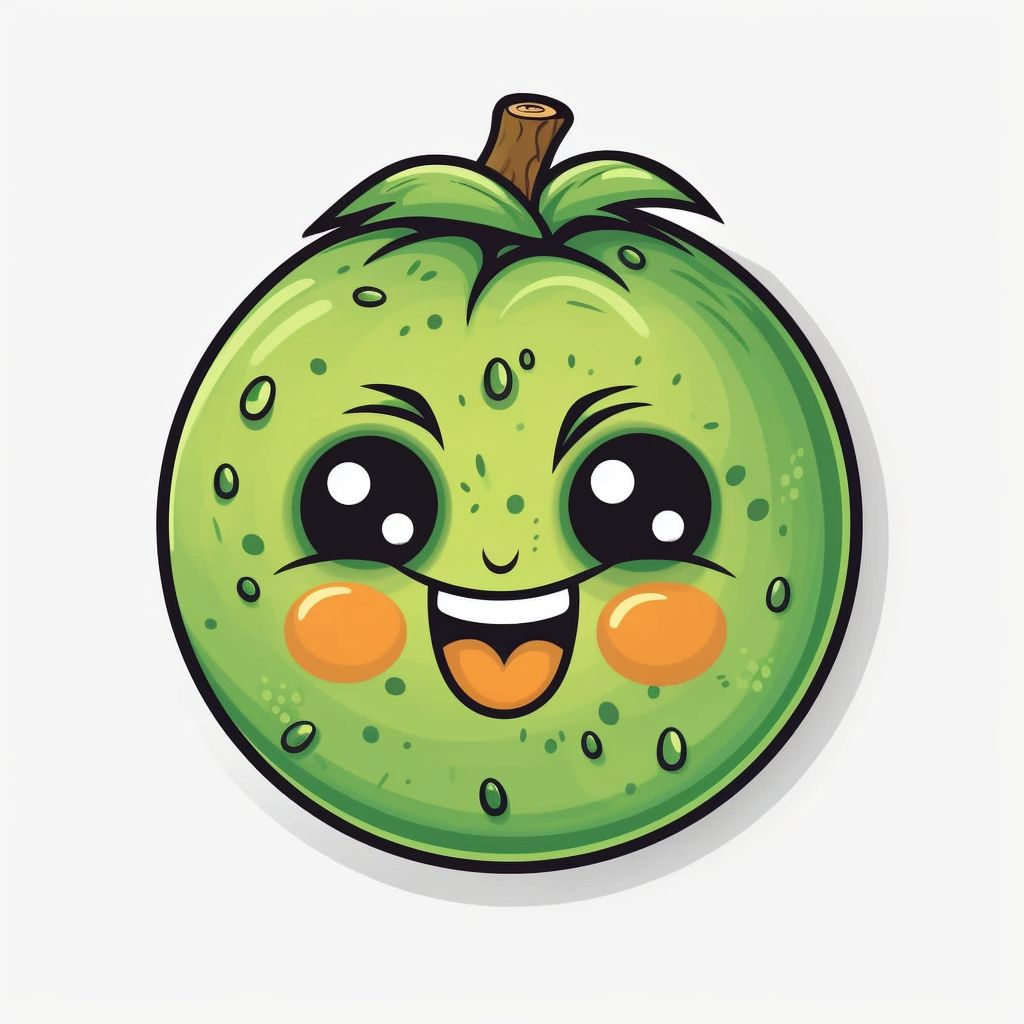 cute Kiwi Fruit, happy and smiling, bold line, clipart, sticker, white ...