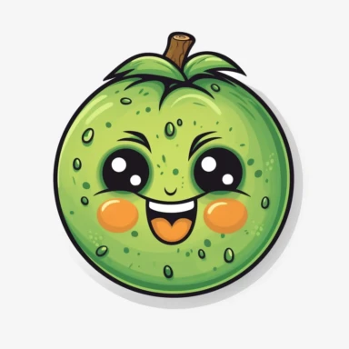cute Kiwi Fruit, happy and smiling, bold line, clipart, sticker, white background, no shadow, 8k detail