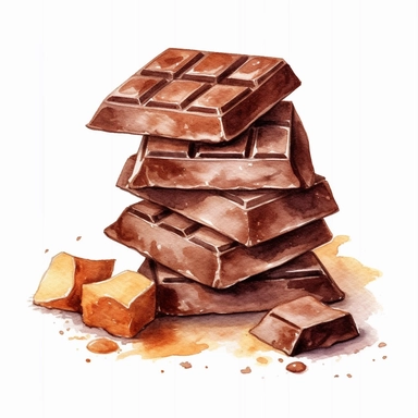 watercolor chocolate bar clipart, isolated on white background, hd