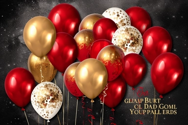 Red and Gold Balloons Clipart, glitter balloon png digital overlays with glitter confetti for birthdays, creat smilar clipart,