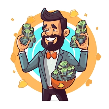 Make a simple clipart for a guide on how to get rich quick