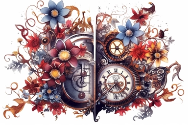 watercolour steampunk vintage floral book in dark colours clipart, hd, isolated on white background, spaced out
