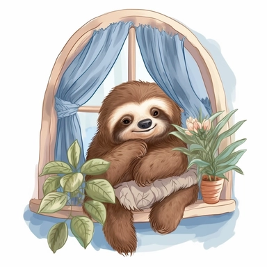 cute sloth clipart for a baby bedroom