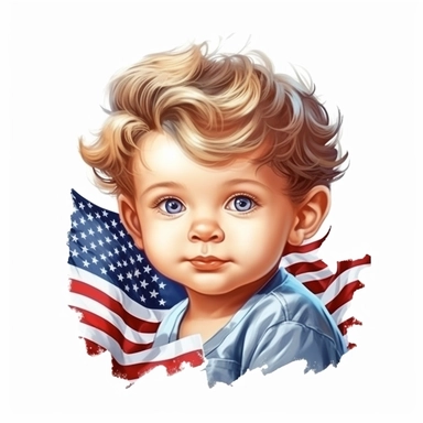 Cute Beautiful toodler boy face Veteran 4th of July Sublimation Clipart,Cartoon,hyper realistic, intricate detail, illustration style,high solution,on the white background , 32 uhd