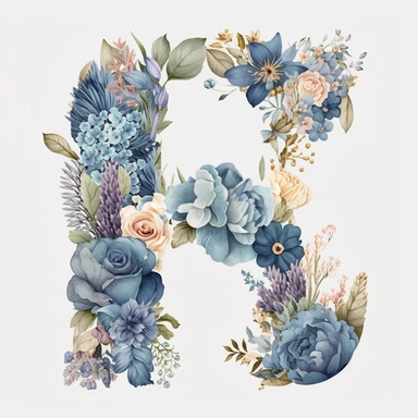 89285 D blue Floral Alphabets Letters Clipart Floral Clip art, Transparent