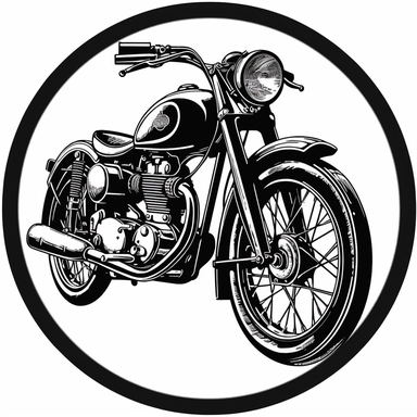 Motorcycles car clip art, black and white, very simple, clip art