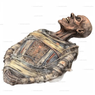 acient egypt mummie, detailed, realistic, clipart, watercolor