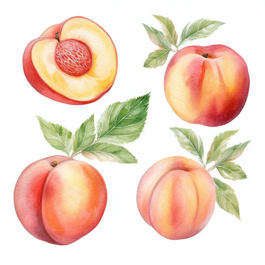 Trendy watercolor clipart featuring delicate peaches painted in soft ...