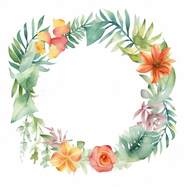 watercolor floral frame border roses. Summer clipart illustration, nothing in the middle, free space in the center, only top and bottom