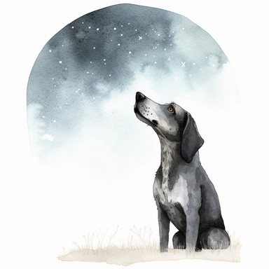 howling at a bright star in the sky, clipart, beautiful watercolor ink wash coloring, thick pencil lines, Jon klassen, Adrian tomine, popular on etsy, watercolor illustrations clipart, watercolor illlustrations for kids and children, book illustrations, plain white background