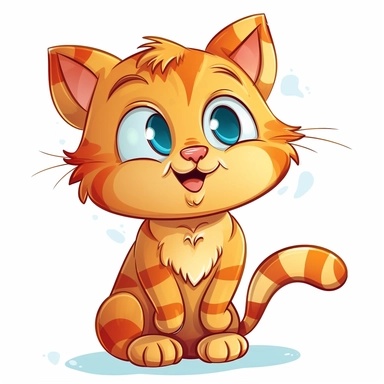 Clipart of a Cute Cartoon Cat