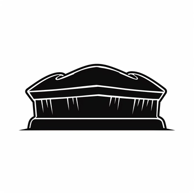 black and white silhouette of a coffin, clipart style, white background, thick lines, vector, simple design, flat colour, solid colour, halloweencore