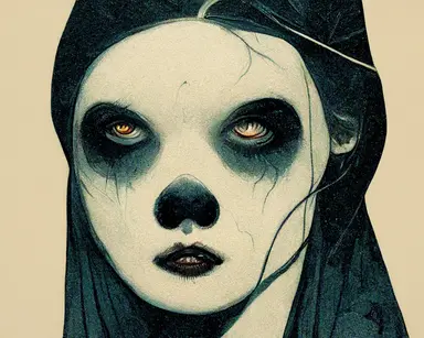 Album Cover, Horror Style,comic style+clipart+adam hughes art, Composed of ghost face, ‐‐w 1664 ‐‐h 1664