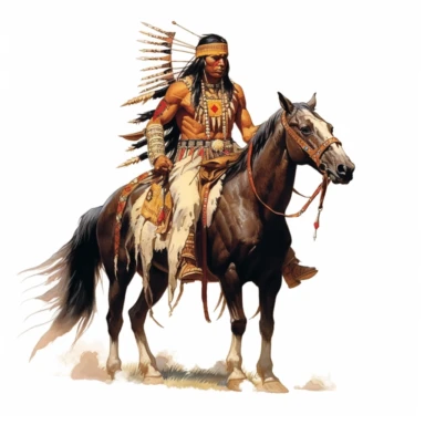 Comanche warrior, full length, clipart, white background