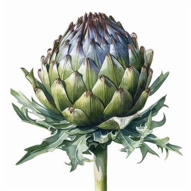 Clipart, Watercolor Artichoke, Solid white background, no background