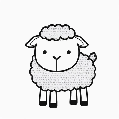 Simple outline of a Lamb, coloring page, kids cartoon, minimalist, black on white, lineart, 2d flat file, silhouette, clipart, uninterrupted outline as in an svg, perfect outline corners, make it an outline svg and fill color white, exact outline, the line should not be thickened, the line should not be thicker or thinner, the outline of the line should be thin, maximum 1 millimetre
