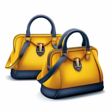 royal blue and mustard yellow Prada purses with white background, isolated images 300dpi vector clipart