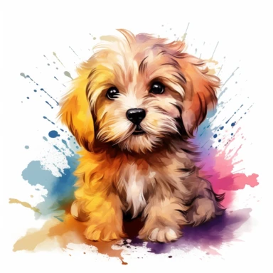 single cute water color dog cartoon Clipart , the dogshould be the only subject in the image. The background should be white.
